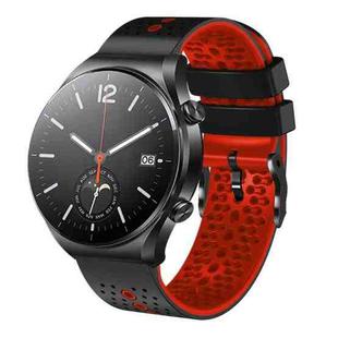 For Xiaomi MI Watch S1 22mm Perforated Two-Color Silicone Watch Band(Black+Red)