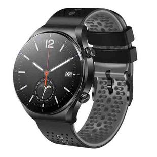 For Xiaomi MI Watch S1 22mm Perforated Two-Color Silicone Watch Band(Black+Grey)