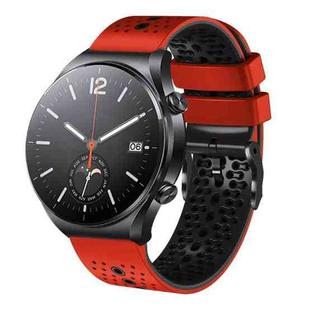 For Xiaomi MI Watch S1 22mm Perforated Two-Color Silicone Watch Band(Red+Black)