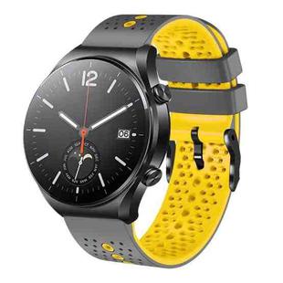 For Xiaomi MI Watch S1 22mm Perforated Two-Color Silicone Watch Band(Grey+Yellow)