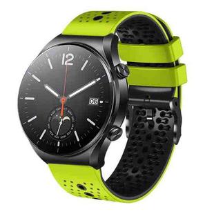 For Xiaomi MI Watch S1 22mm Perforated Two-Color Silicone Watch Band(Lime+Black)