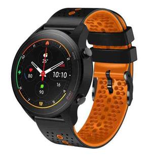 For Xiaomi MI Watch S1 Pro 22mm Perforated Two-Color Silicone Watch Band(Black+Orange)
