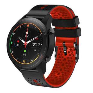 For Xiaomi MI Watch S1 Pro 22mm Perforated Two-Color Silicone Watch Band(Black+Red)
