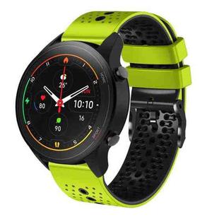 For Xiaomi MI Watch S1 Pro 22mm Perforated Two-Color Silicone Watch Band(Lime+Black)