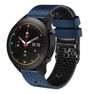 For Xiaomi MI Watch S1 Pro 22mm Perforated Two-Color Silicone Watch Band(Midnight Blue+Black)