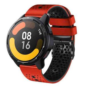 For Xiaomi MI Watch S1 Active 22mm Perforated Two-Color Silicone Watch Band(Red+Black)