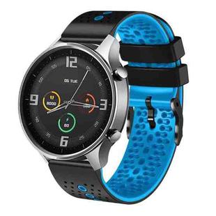 For Xiaomi MI Watch Color 22mm Perforated Two-Color Silicone Watch Band(Black+Blue)