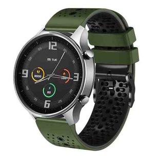 For Xiaomi MI Watch Color 22mm Perforated Two-Color Silicone Watch Band(Army Green+Black)