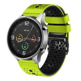 For Xiaomi MI Watch Color 22mm Perforated Two-Color Silicone Watch Band(Lime+Black)
