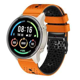 For Xiaomi MI Watch Sport 22mm Perforated Two-Color Silicone Watch Band(Orange+Black)