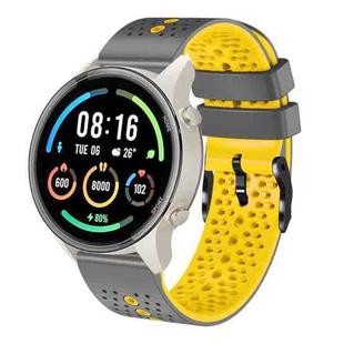 For Xiaomi MI Watch Sport 22mm Perforated Two-Color Silicone Watch Band(Grey+Yellow)