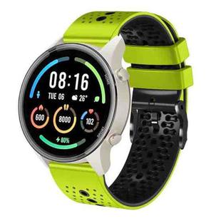 For Xiaomi MI Watch Sport 22mm Perforated Two-Color Silicone Watch Band(Lime+Black)