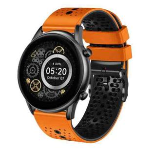 For Xiaomi Haylou RT2 LS10 22mm Perforated Two-Color Silicone Watch Band(Orange+Black)