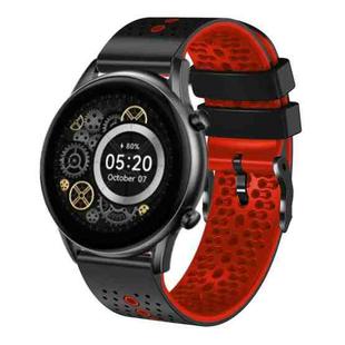 For Xiaomi Haylou RT2 LS10 22mm Perforated Two-Color Silicone Watch Band(Black+Red)