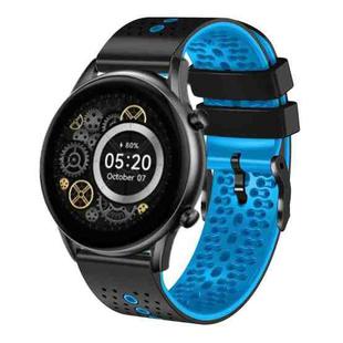 For Xiaomi Haylou RT2 LS10 22mm Perforated Two-Color Silicone Watch Band(Black+Blue)