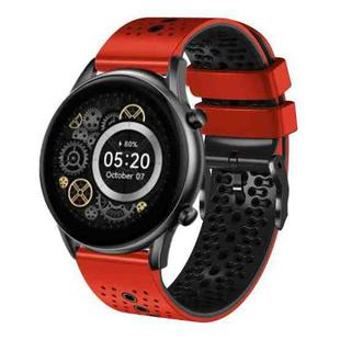 For Xiaomi Haylou RT2 LS10 22mm Perforated Two-Color Silicone Watch Band(Red+Black)