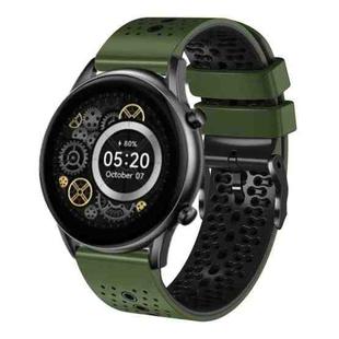 For Xiaomi Haylou RT2 LS10 22mm Perforated Two-Color Silicone Watch Band(Army Green+Black)