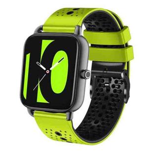 For Xiaomi Haylou RS4 LS12 22mm Perforated Two-Color Silicone Watch Band(Lime+Black)