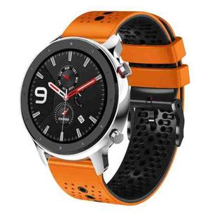 For Amazfit GTR 4 Pro 22mm Perforated Two-Color Silicone Watch Band(Orange+Black)