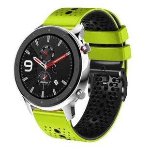 For Amazfit GTR 4 Pro 22mm Perforated Two-Color Silicone Watch Band(Lime+Black)