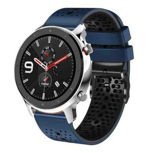 For Amazfit GTR 4 Pro 22mm Perforated Two-Color Silicone Watch Band(Midnight Blue+Black)