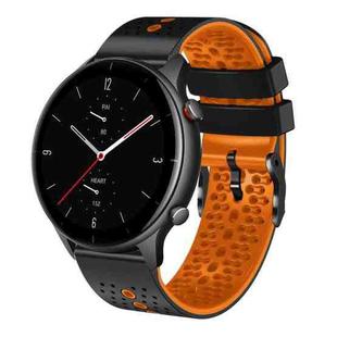 For Amazfit GTR 2e 22mm Perforated Two-Color Silicone Watch Band(Black+Orange)