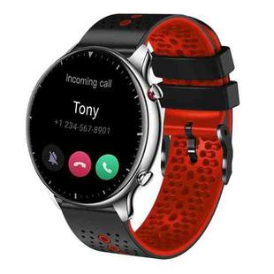 For Amazfit GTR 2 22mm Perforated Two-Color Silicone Watch Band(Black+Red)