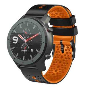For Amazfit GTR 47mm 22mm Perforated Two-Color Silicone Watch Band(Black+Orange)