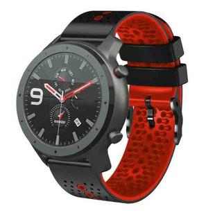 For Amazfit GTR 47mm 22mm Perforated Two-Color Silicone Watch Band(Black+Red)