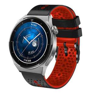 For Huawei Watch GT3 Pro 46mm 22mm Perforated Two-Color Silicone Watch Band(Black+Red)
