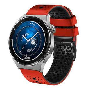 For Huawei Watch GT3 Pro 46mm 22mm Perforated Two-Color Silicone Watch Band(Red+Black)