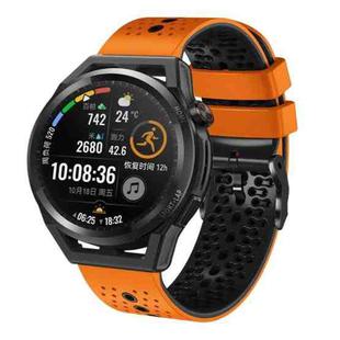 For Huawei Watch GT Runner 22mm Perforated Two-Color Silicone Watch Band(Orange+Black)