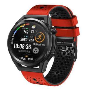 For Huawei Watch GT Runner 22mm Perforated Two-Color Silicone Watch Band(Red+Black)