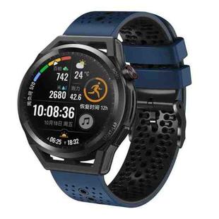 For Huawei Watch GT Runner 22mm Perforated Two-Color Silicone Watch Band(Midnight Blue+Black)