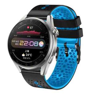 For Huawei Watch 3 Pro 22mm Perforated Two-Color Silicone Watch Band(Black+Blue)