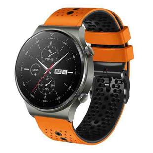 For Huawei GT2 Pro 22mm Perforated Two-Color Silicone Watch Band(Orange+Black)