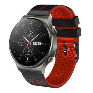 For Huawei GT2 Pro 22mm Perforated Two-Color Silicone Watch Band(Black+Red)