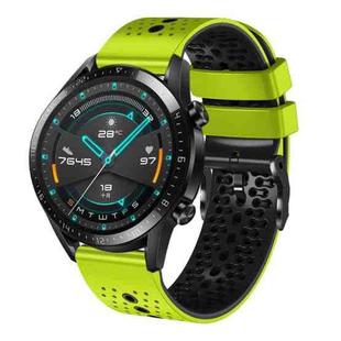 For Huawei GT2 46mm 22mm Perforated Two-Color Silicone Watch Band(Lime+Black)