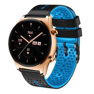 For Honor Watch GS 3 22mm Perforated Two-Color Silicone Watch Band(Black+Blue)