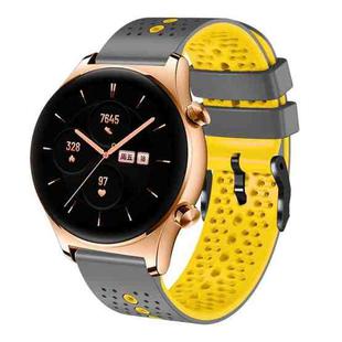 For Honor Watch GS 3 22mm Perforated Two-Color Silicone Watch Band(Grey+Yellow)