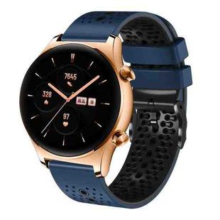 For Honor Watch GS 3 22mm Perforated Two-Color Silicone Watch Band(Midnight Blue+Black)