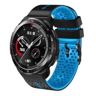 For Honor Watch GS Pro 22mm Perforated Two-Color Silicone Watch Band(Black+Blue)