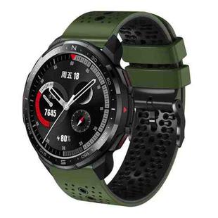 For Honor Watch GS Pro 22mm Perforated Two-Color Silicone Watch Band(Army Green+Black)