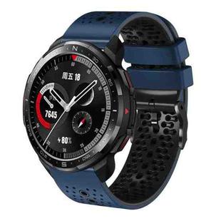 For Honor Watch GS Pro 22mm Perforated Two-Color Silicone Watch Band(Midnight Blue+Black)