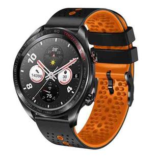 For Honor Watch Dream 22mm Perforated Two-Color Silicone Watch Band(Black+Orange)