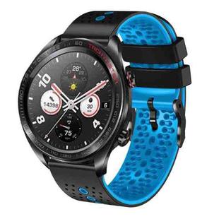 For Honor Watch Dream 22mm Perforated Two-Color Silicone Watch Band(Black+Blue)