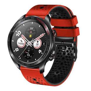 For Honor Watch Dream 22mm Perforated Two-Color Silicone Watch Band(Red+Black)