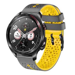 For Honor Watch Dream 22mm Perforated Two-Color Silicone Watch Band(Grey+Yellow)