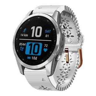 For Garmin Fenix 7S 20mm Lady's Silicone Watch Band With Lace Punch(White)