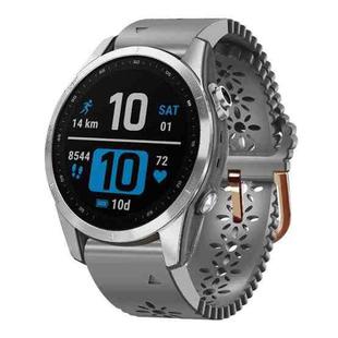 For Garmin Fenix 7S 20mm Lady's Silicone Watch Band With Lace Punch(Grey)